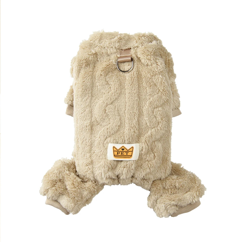 Warm Pet Clothes Winter Soft Solid Puppy Jumpsuits For Small Medium Dogs Cats