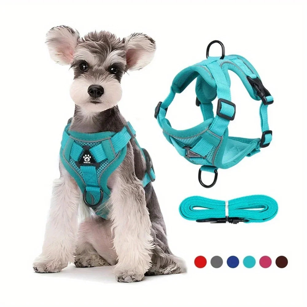 No Pull Dog Harness and Leash Set Adjustable Pet Harness Vest Reflective