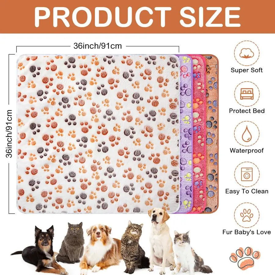 4pcs Waterproof Dog Puppy Pads Soft Cat Blanket Dog Sleeping Mat