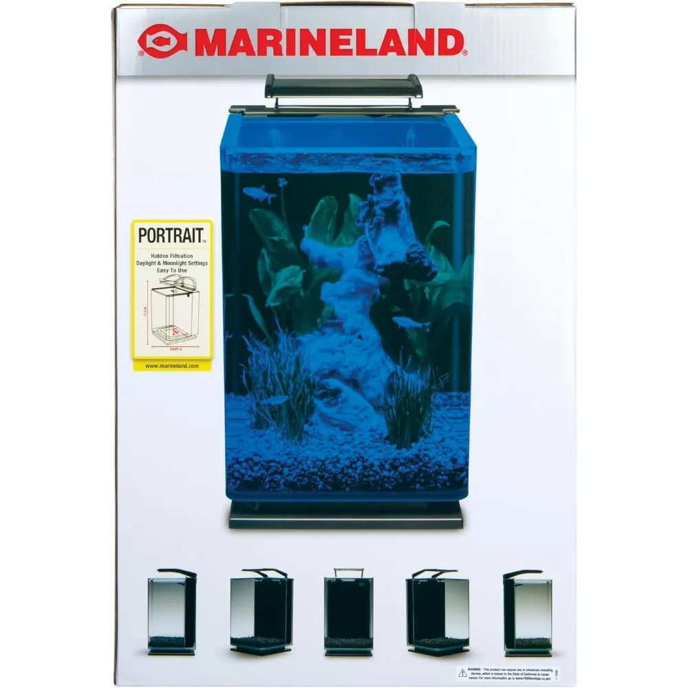 5 Gallon Marineland LED Aquarium Kit with Hidden Filtration and Black Frame
