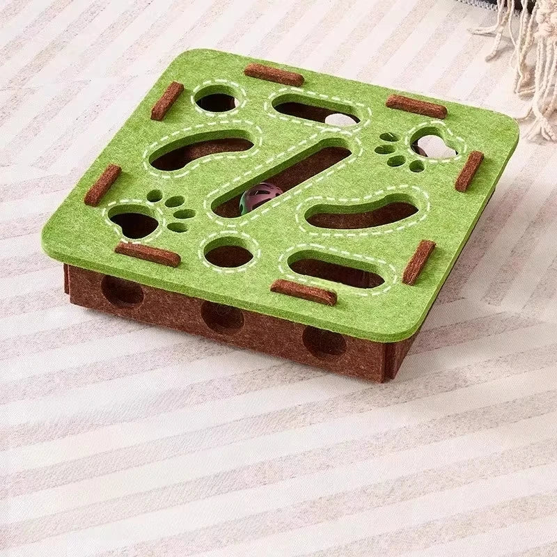 Cat Puzzle Toy Felt Puzzle Box Cat Exercise Toy With Ball