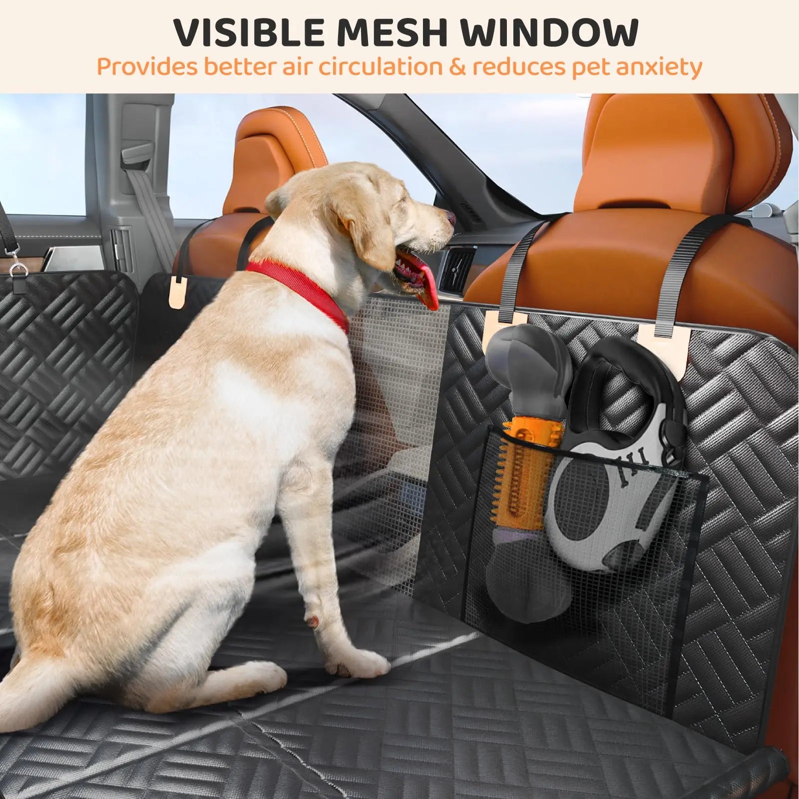 Car Rear Seat Dog Seat Cover, Hard Bottom, Heavy-Duty Anti-Scratch Washable