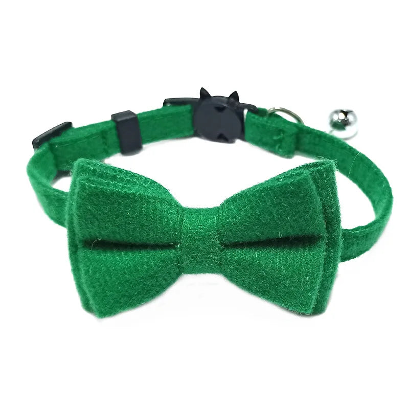 Pet Breakaway Cat Collar Bow Tie and Bell Cute Plaid, Elastic Adjustable Dog Collar With Sash