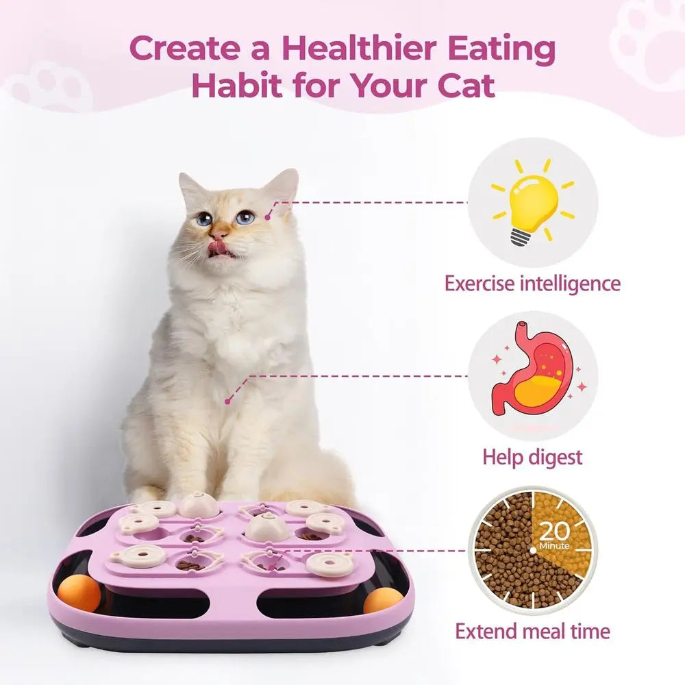 Interactive Cat Toys with Track Ball, Mental Stimulation Puzzle Games Food Dispenser