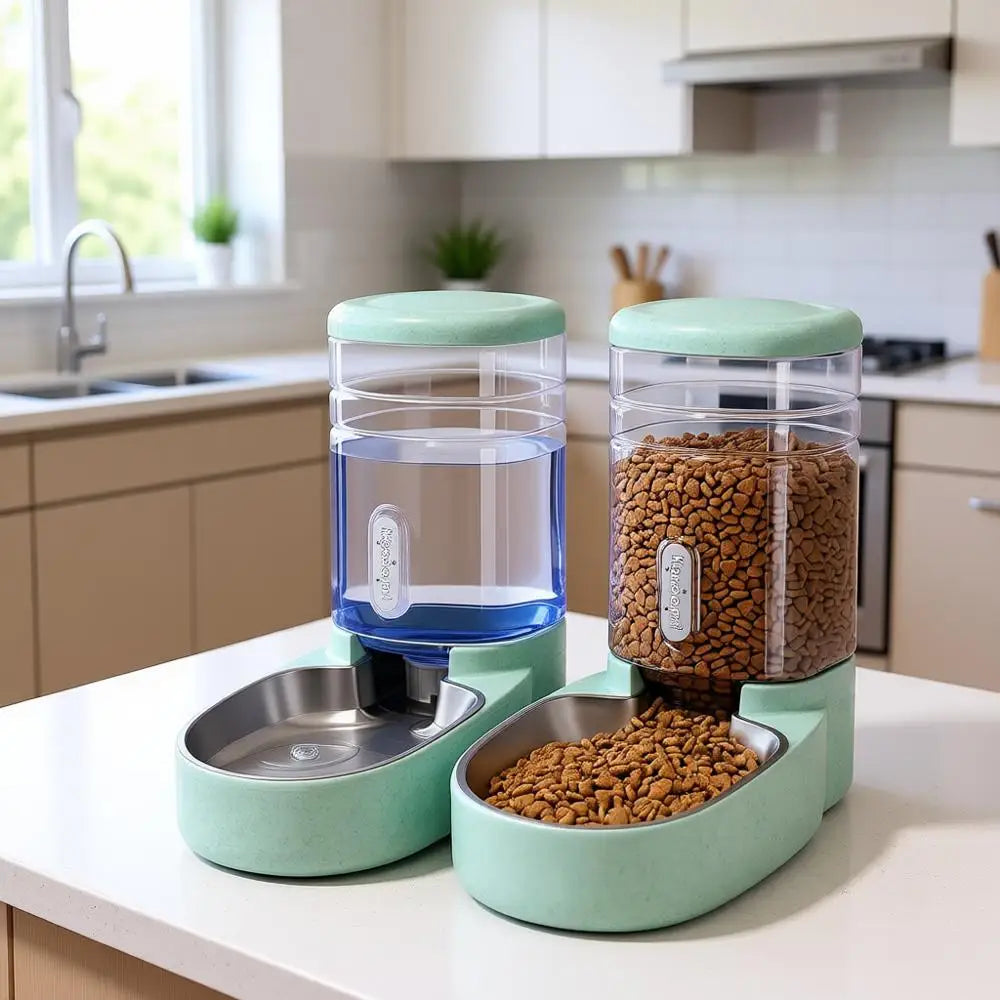 Automatic Cat/Small Dog Feeder and Water Dispenser with Stainless Steel Bowl