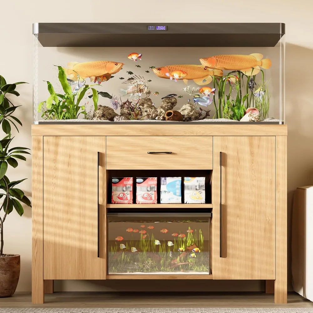 55-75 Gallon Fish Tank Stand with Power Outlets and Storage Drawer, Heavy Duty Aquarium Stand