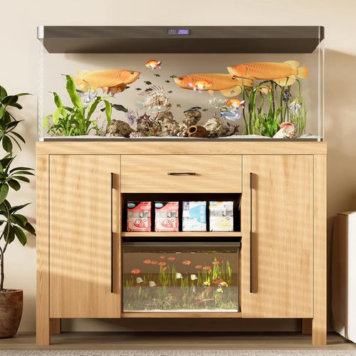 55-75 Gallon Fish Tank Stand with Power Outlets and Storage Drawer, Heavy Duty Aquarium Stand