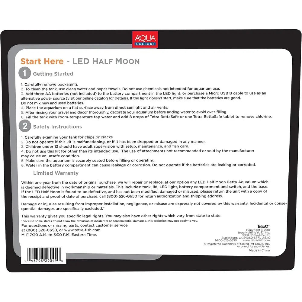 1 Gallon Half Moon Small Fish Tank w/ Movable LED Light, For Beta & Gold Fish