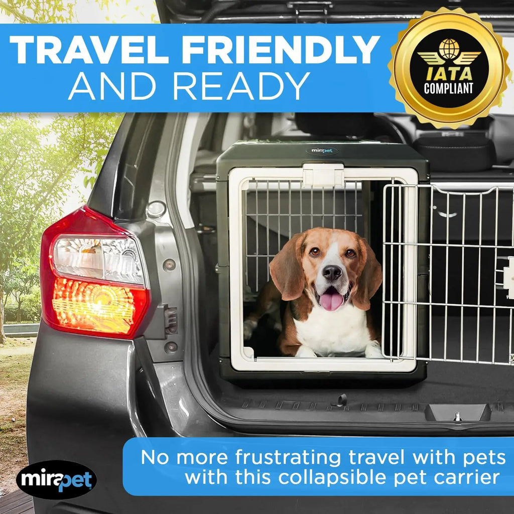 26" Collapsible Pet Carrier for Medium Cats & Dogs 360 Ventilation & Hard Plastic Walls