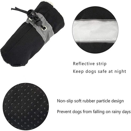 4Pcs All-Weather Dog Shoes Waterproof Non-slip Reflective Adjustable Pet Boots