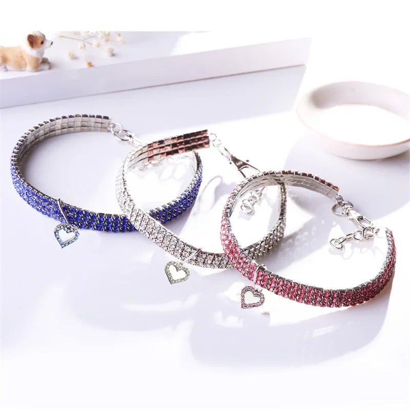 Bling Rhinestone Dog Collar Crystal  Leash For Small Medium Dogs S M L