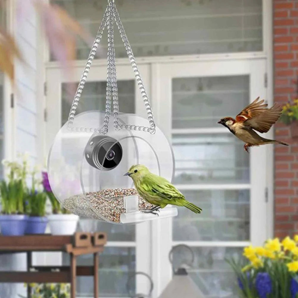 Smart Bird House Pet Feeder Transparent with Camera 1080P HD Easy Installation