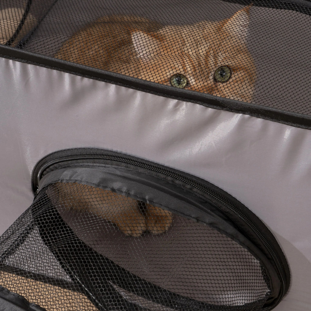 Square Gray Cats and Dogs Delivery Room Hard Oxford Cloth with a Play Tunnel