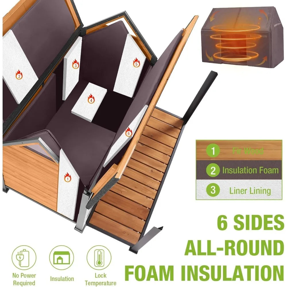 Large Dog House Outdoor for Large Breed Dogs, Insulated, Weatherproof Dog Shelter with Porch