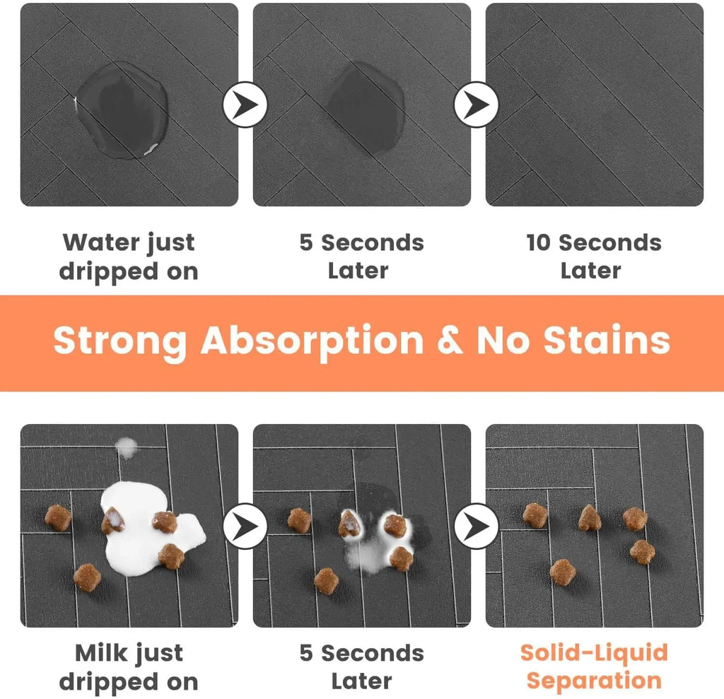 Pet Feeding Mat-Absorbent For Food and Water Bowl with Waterproof Rubber Backing