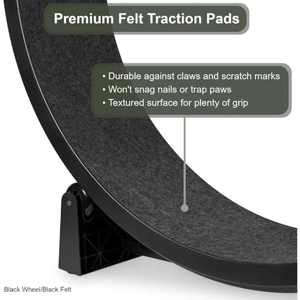 7 One Fast Cat Exercise Wheel - US Made - Black with Felt Pads & Inline Wheels