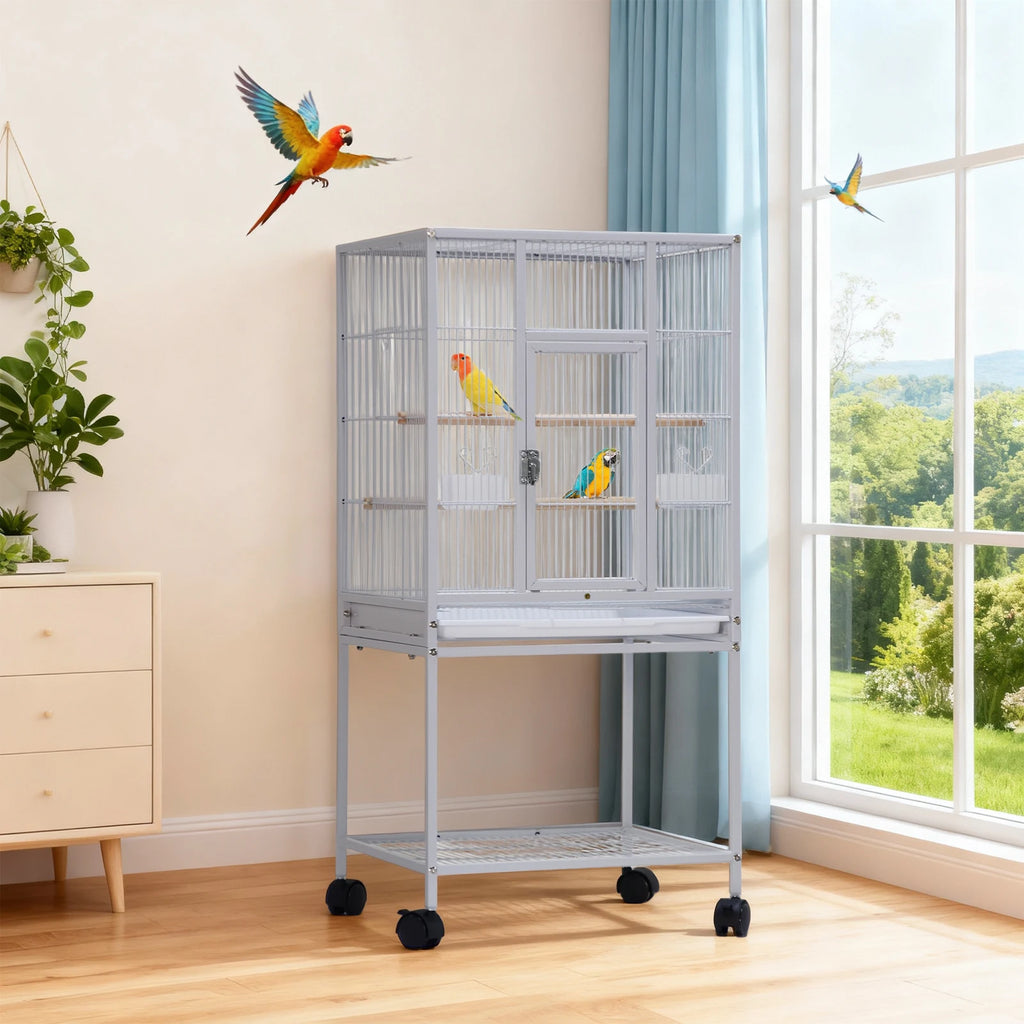 Small Animal Cage, 5-Level Metal Ferret or Bunny Cage with Wheels, with Removable Tray