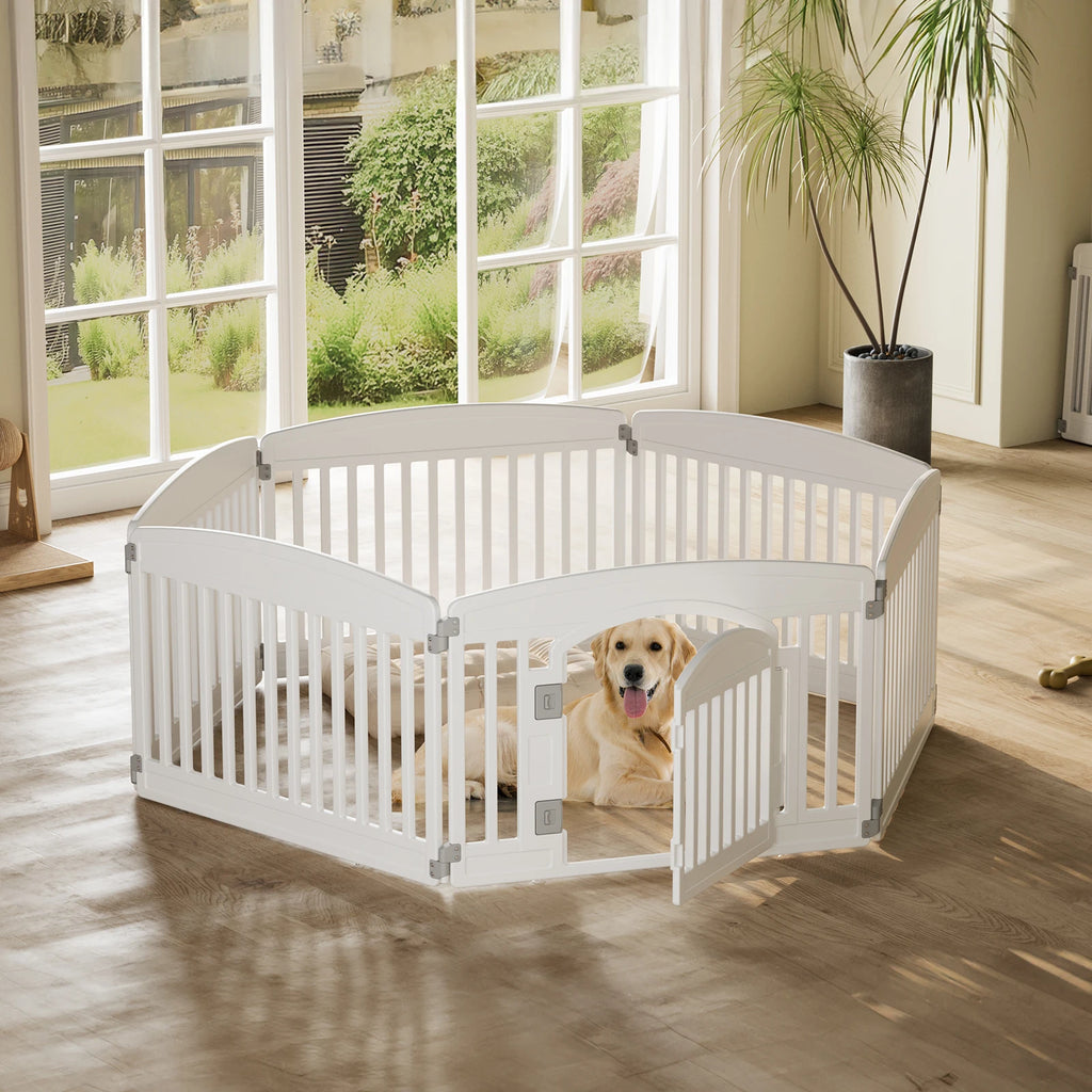 Plastic Dog Playpen 6 Panel 24IN Expandable Durable Pet Fence  Indoor/Outdoor Folding Portable Puppy Playpen