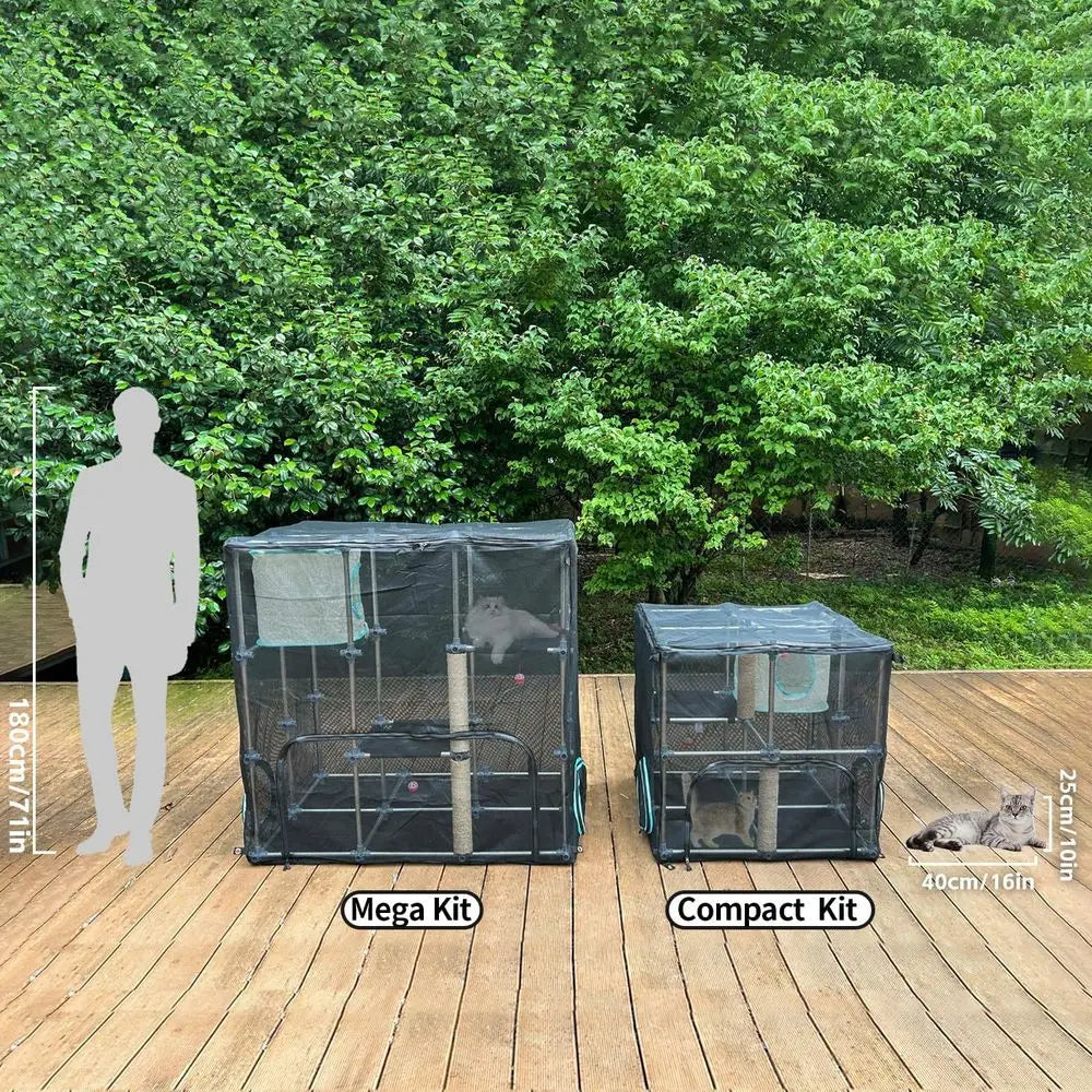 Outdoor Cat Enclosure, Compact Kit for Outdoor and Indoor Use