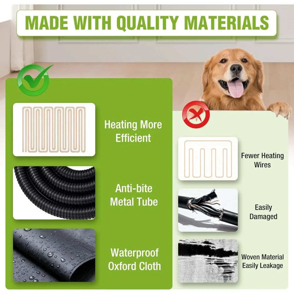 Heated Outdoor Dog House Insulated, Weatherproof Wooden Dog Kennel for Winter with Heating Pad and Insulation
