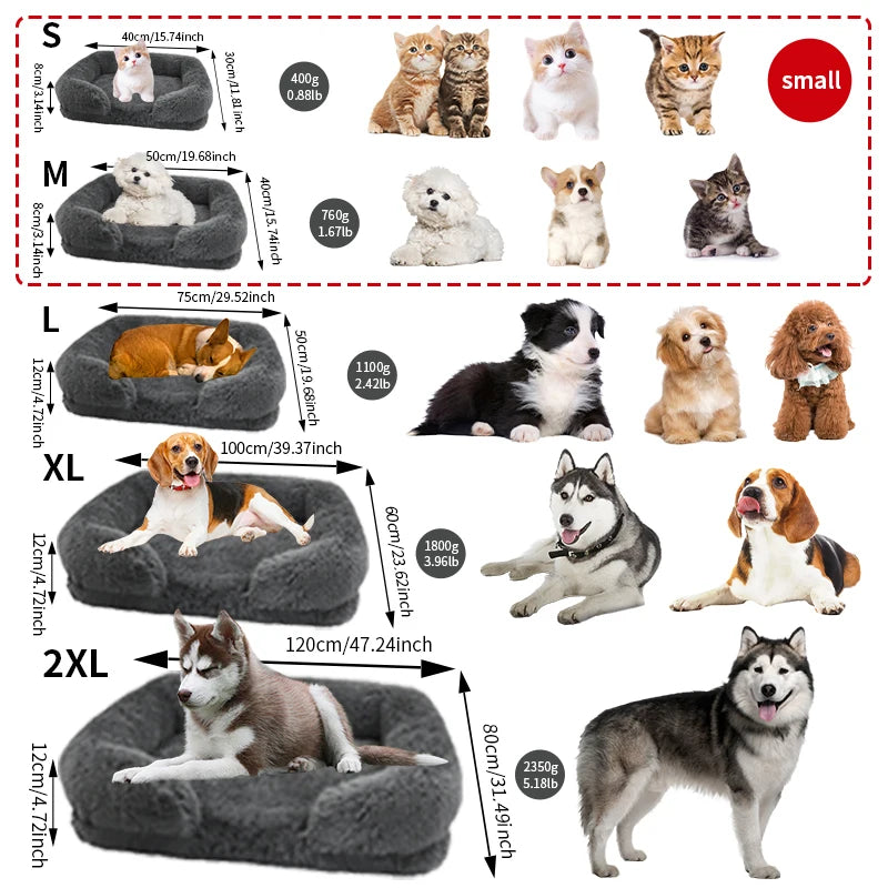 Thick orthopedic bed for large dogs - sponge, easy to remove and wash plush cover