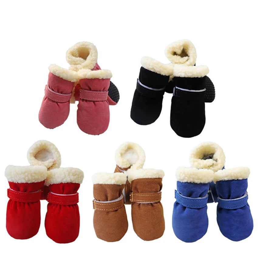 4Pcs Winter Waterproof Warm Pet Dog Shoes Non-slip Snow Boots
