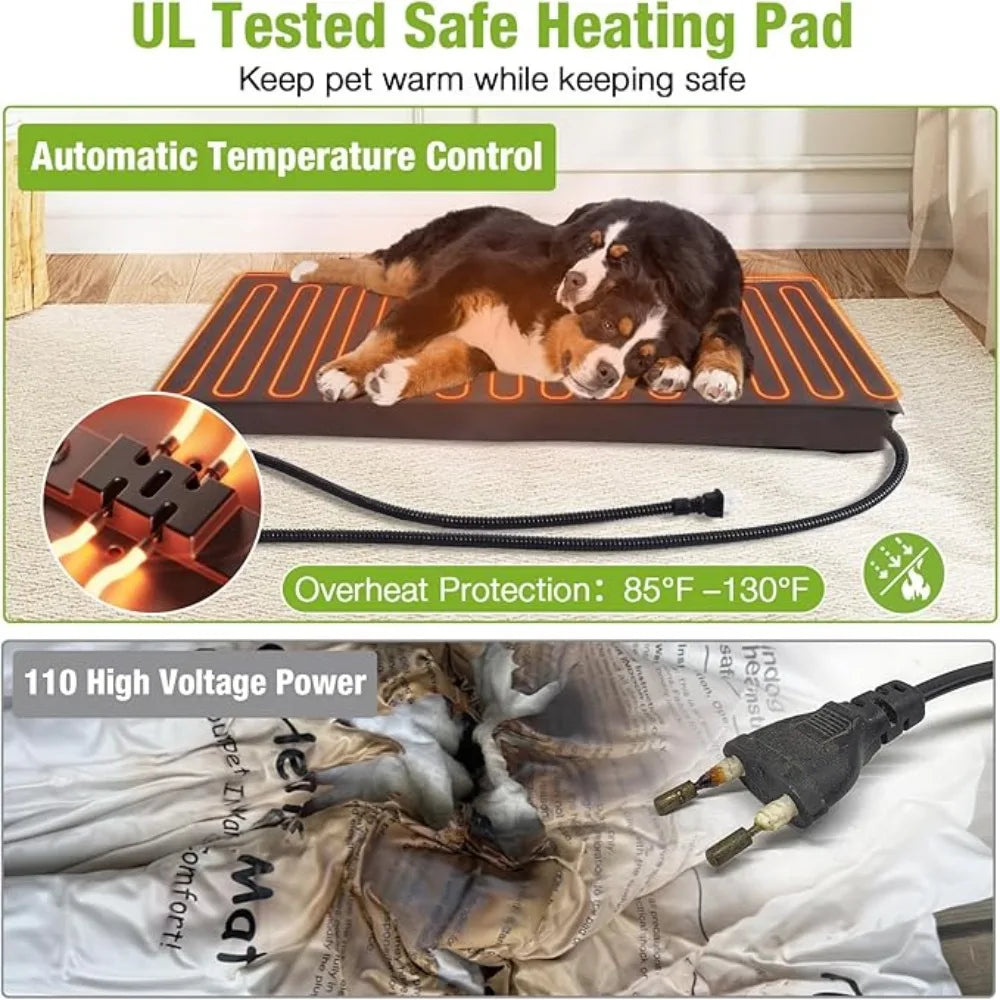 Dog House/Outdoor Dog Kennel with Safe Heated Pad, Chew-Proof Metal Frame and Insulated Liner
