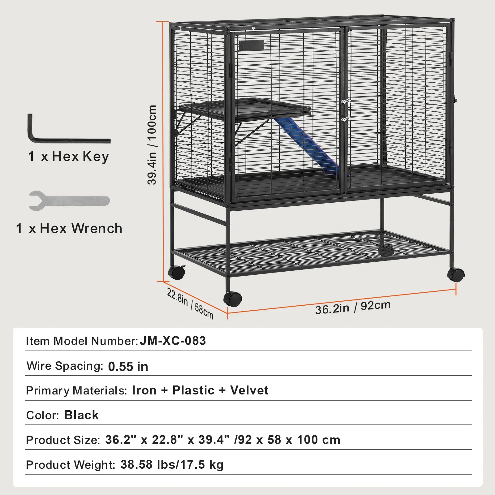 Rolling Metal Cage Large 4-Tier Critter Nation For Small Animal (Pet Rats Hamster Guinea Pig)
