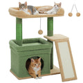 Small Cat Tree for Indoor Cat Tower with Sisal Scratching Post and Pad Wide Top Perch