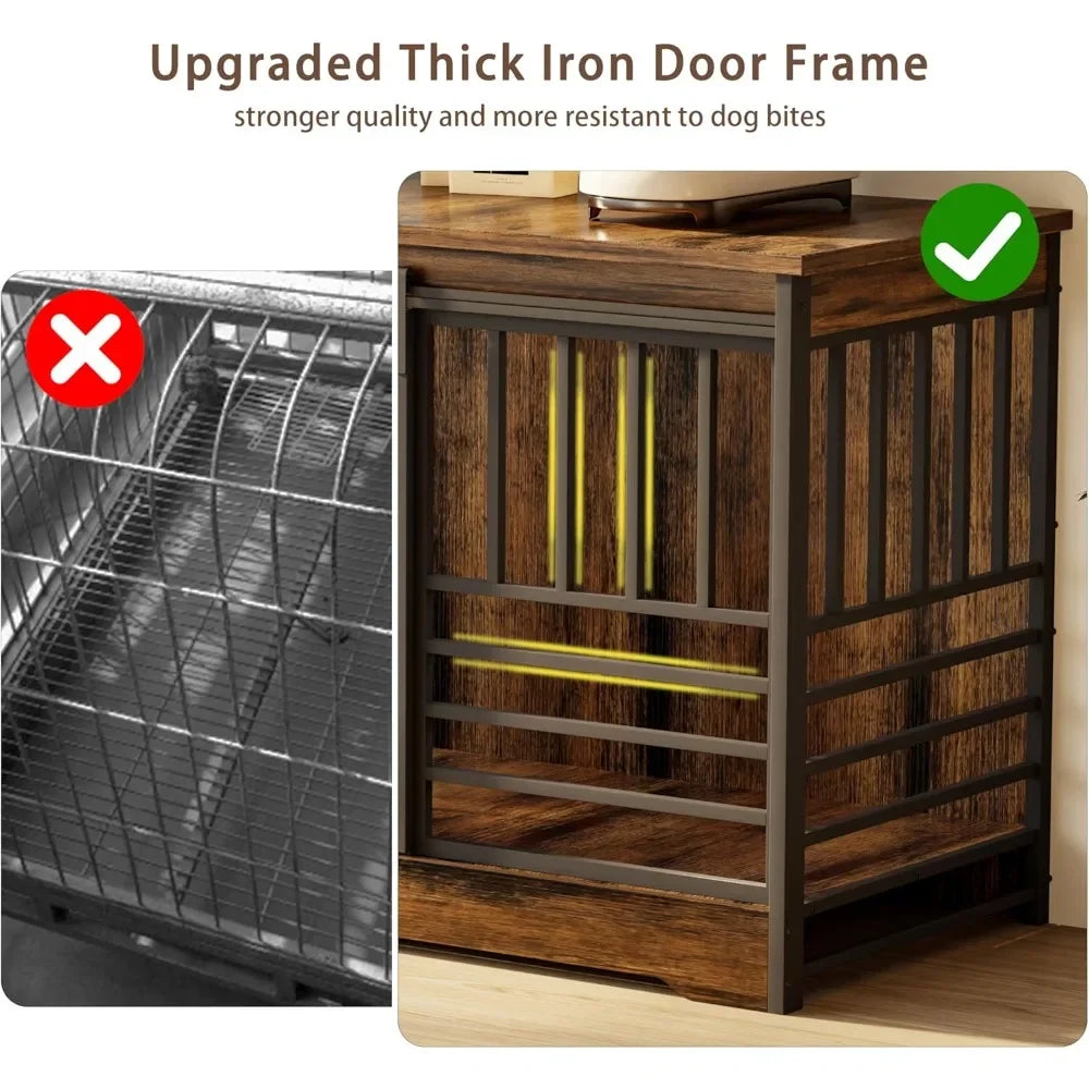 Double Dog Crate Furniture, Extra Large Dog Kennel Indoor with Divider