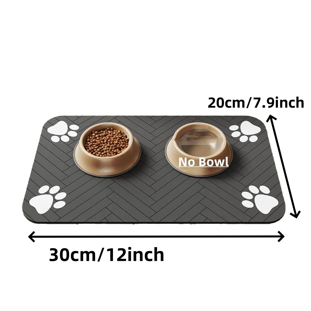 Pet Feeding Mat-Absorbent For Food and Water Bowl with Waterproof Rubber Backing