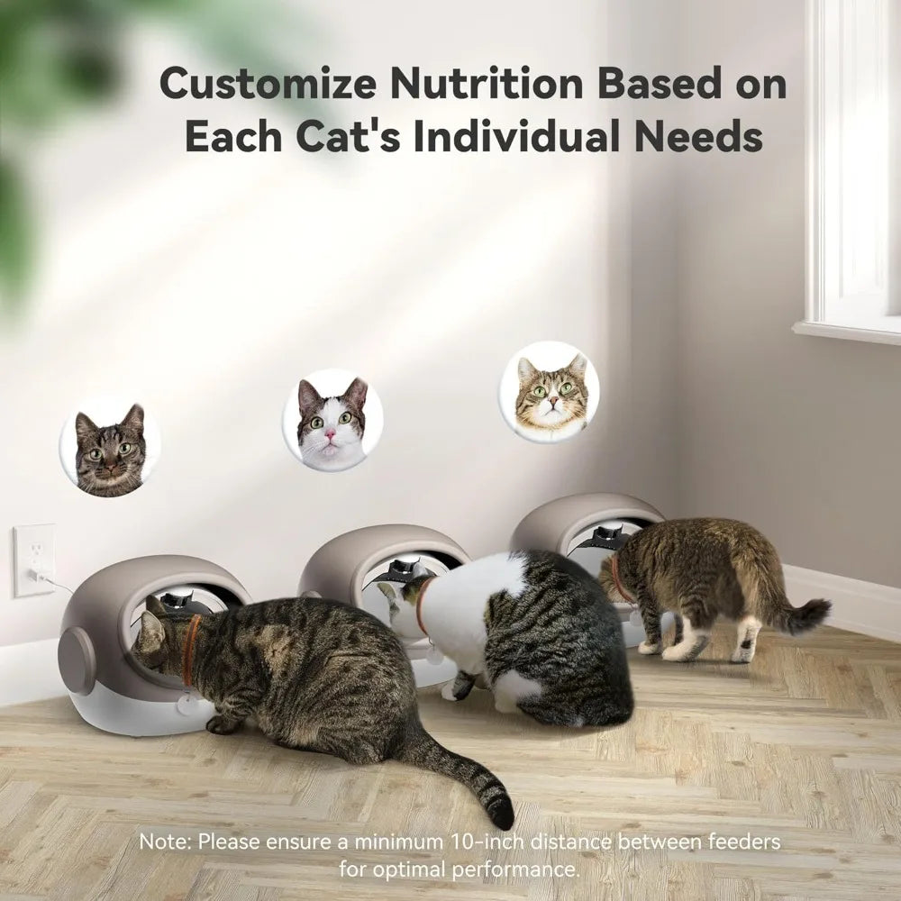 Upgraded RFID Cat Feeder with Collar Sensor – 4 Feeding Modes, Anti-Theft Pet Feeder for Multi-Cat Households