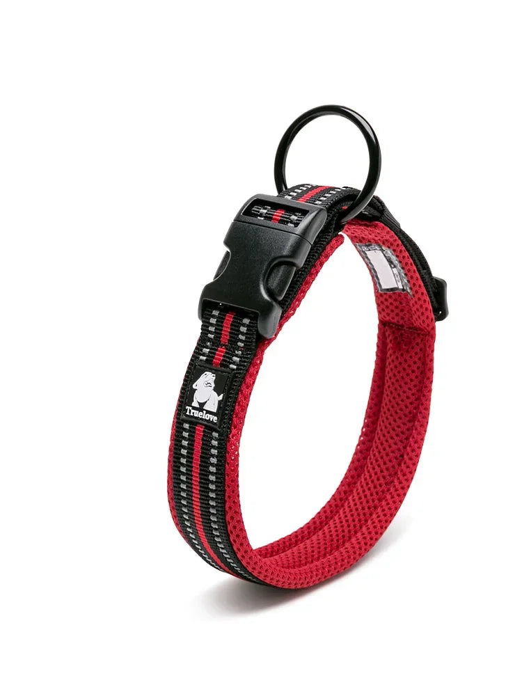 Pet Dog Collar, Nylon Adjustable, Webbing Padded, Soft Reflective
