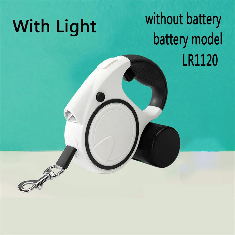 Dog Leash With Led Lights and Garbage Bag Retractable Nylon