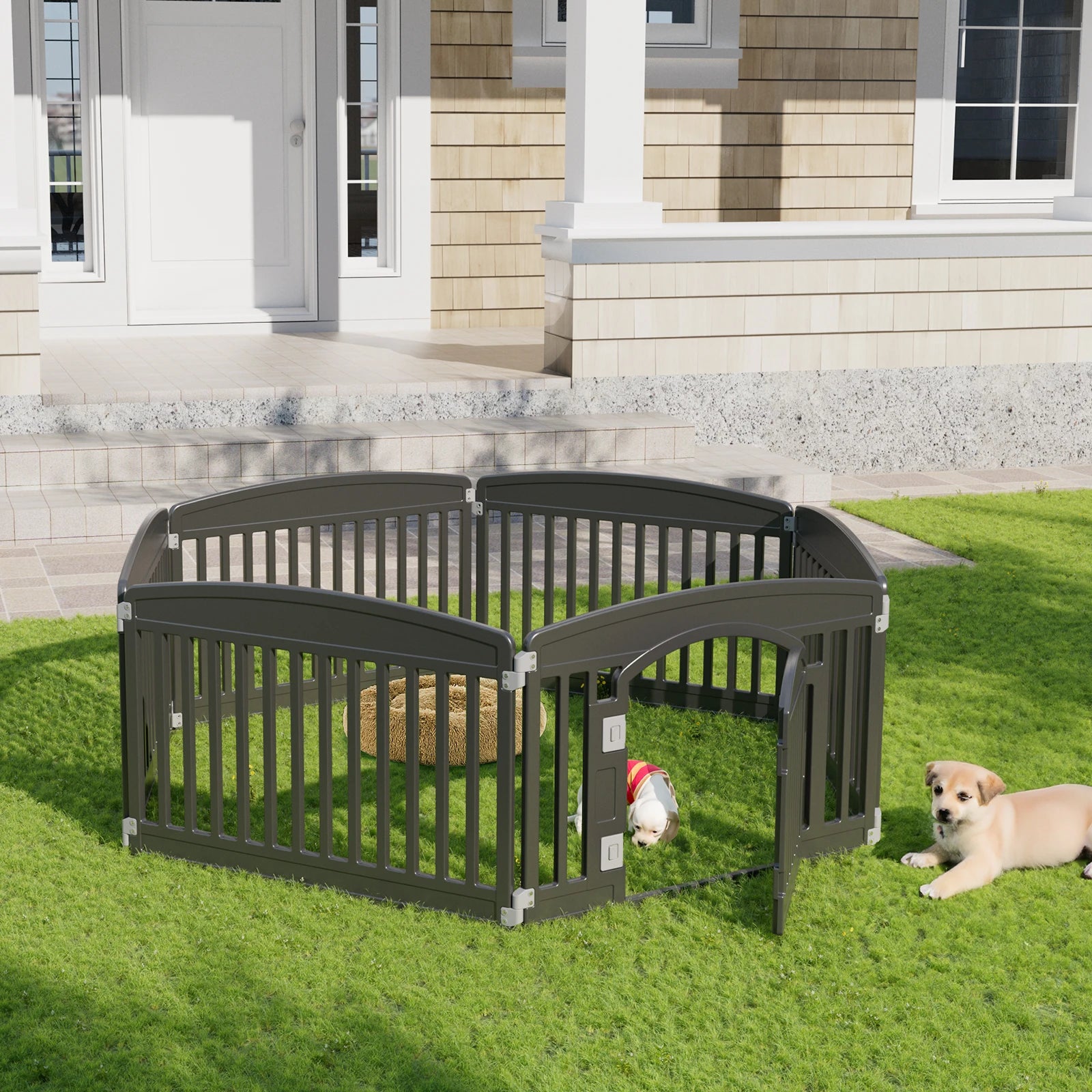 Plastic Dog Playpen 6 Panel 24IN Expandable Durable Pet Fence  Indoor/Outdoor Folding Portable Puppy Playpen