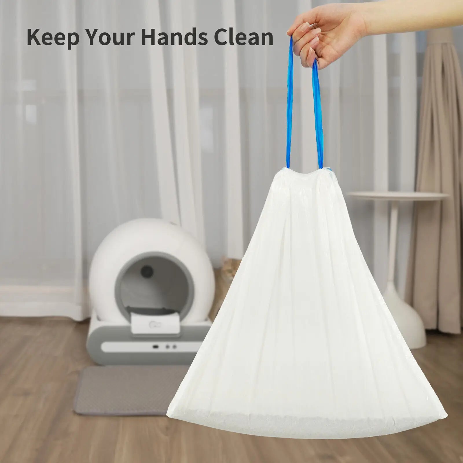 Self-Cleaning Cat Litter Box Poop Bags Drawstring Design