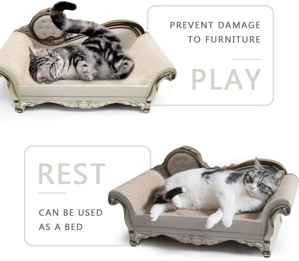 Corrugated Cardboard Cat Scratcher Sofa Bed with Textured Mat
