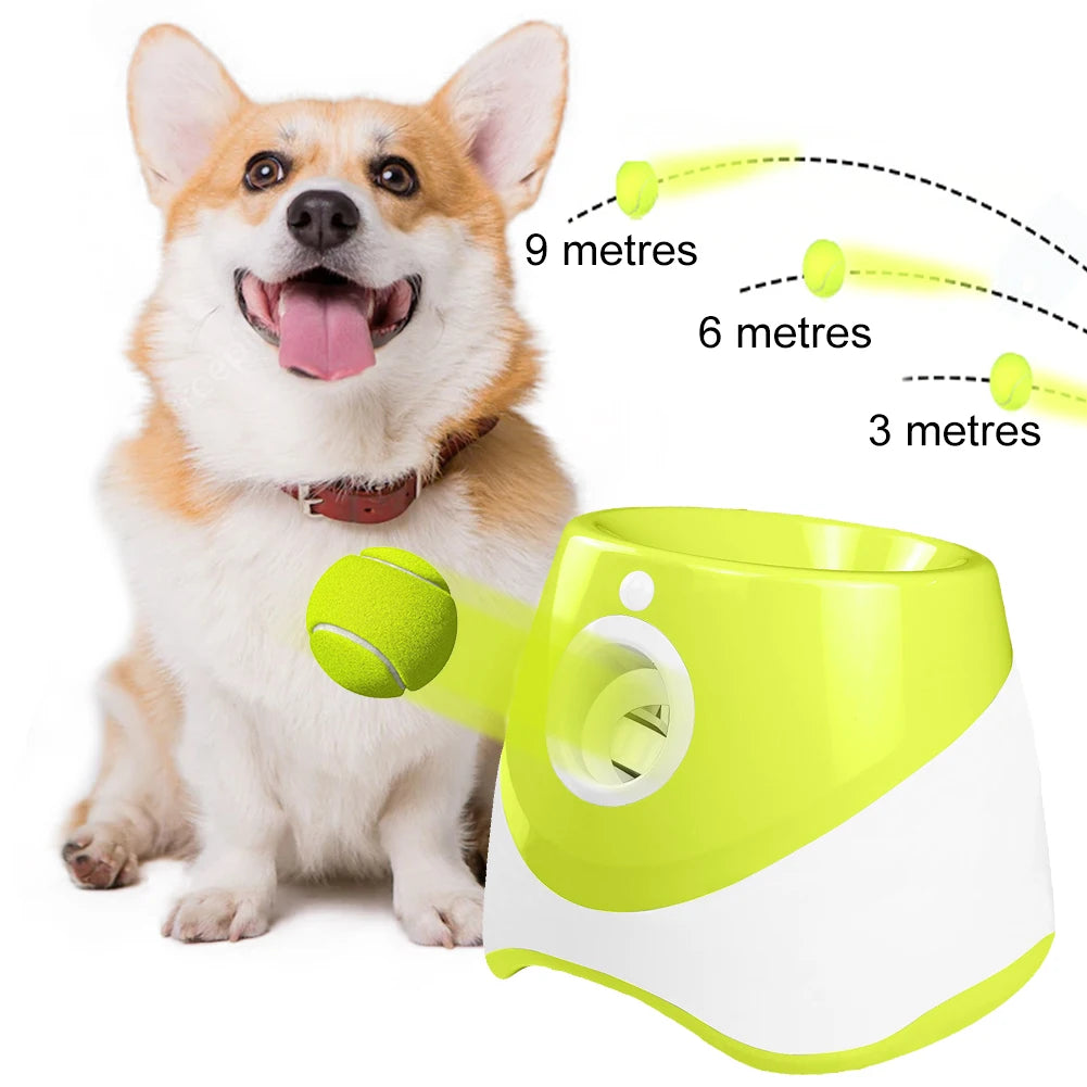 Pet Prime Automatic Dog Ball Thrower Launcher Interative Dog Fetch Machine with 3 Tennis Balls