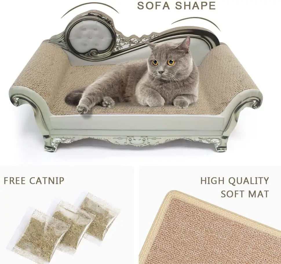 Corrugated Cardboard Cat Scratcher Sofa Bed with Textured Mat