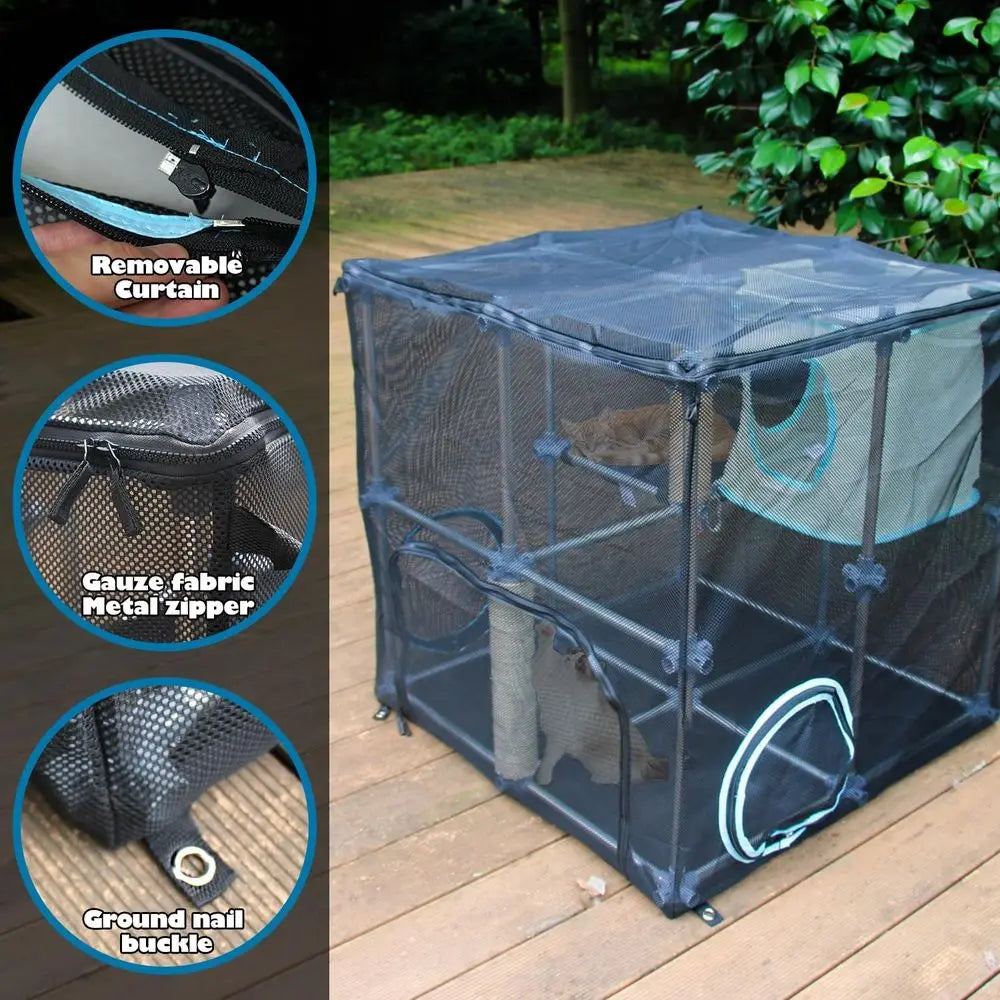 Outdoor Cat Enclosure, Compact Kit for Outdoor and Indoor Use