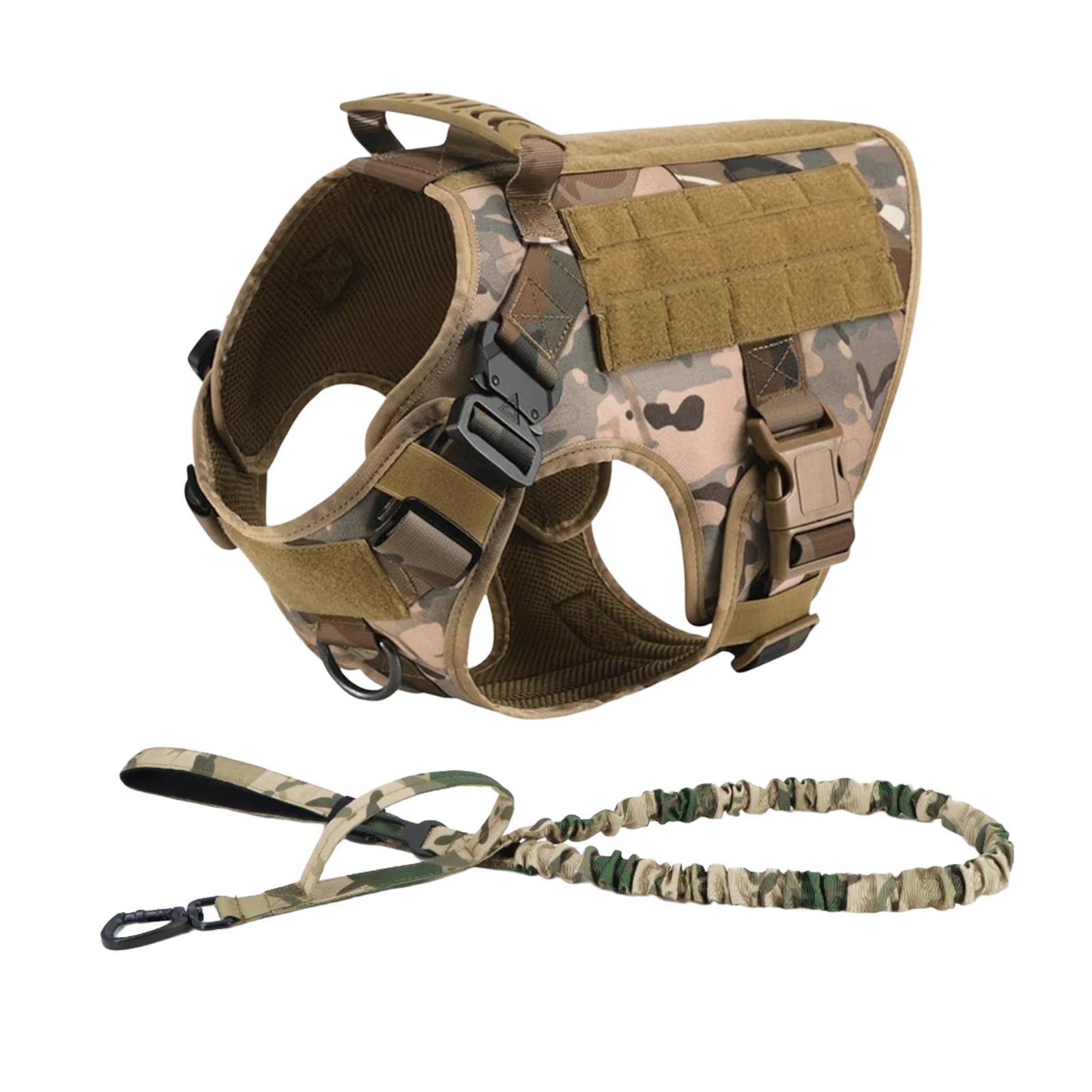 Tactical Dog Harness Collar With Pouches For Medium Large Dogs