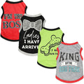 4 Pieces Puppy Clothes for Small Dogs Boy Summer Puppy Clothes for Chihuahua Yorkie Soft Cute Pattern Dog Shirt Spring Pet Cat C