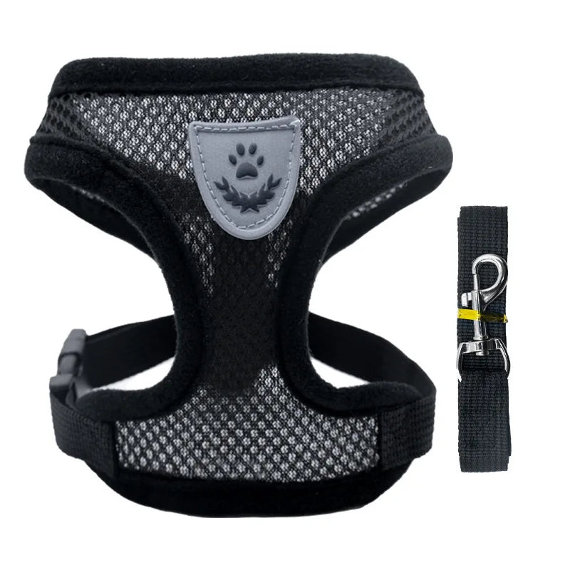 Cat/Puppy Harness Vest Walking Leash Collar Polyester Adjustable Mesh