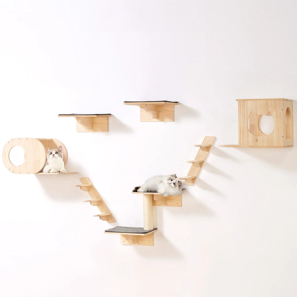 Wall Mounted Cat Shelves, Perches with Jumping Boards Hammocks & Cat Tree Cat Furniture