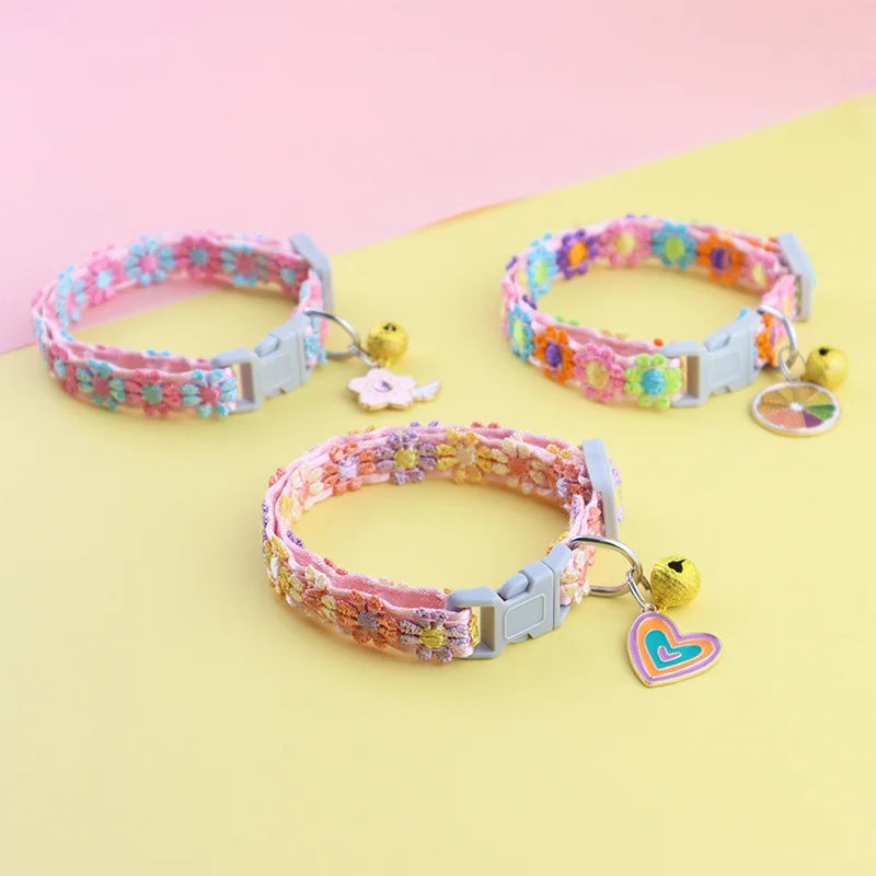 Pet Collar With Bell Cartoon Footprint, Adjustable Safety Bell Ring Necklace