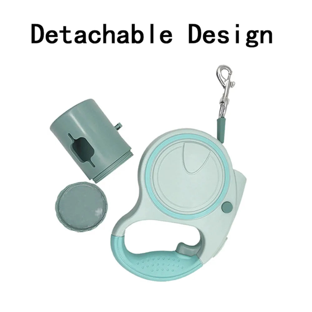 Dog Leash With Led Lights and Garbage Bag Retractable Nylon