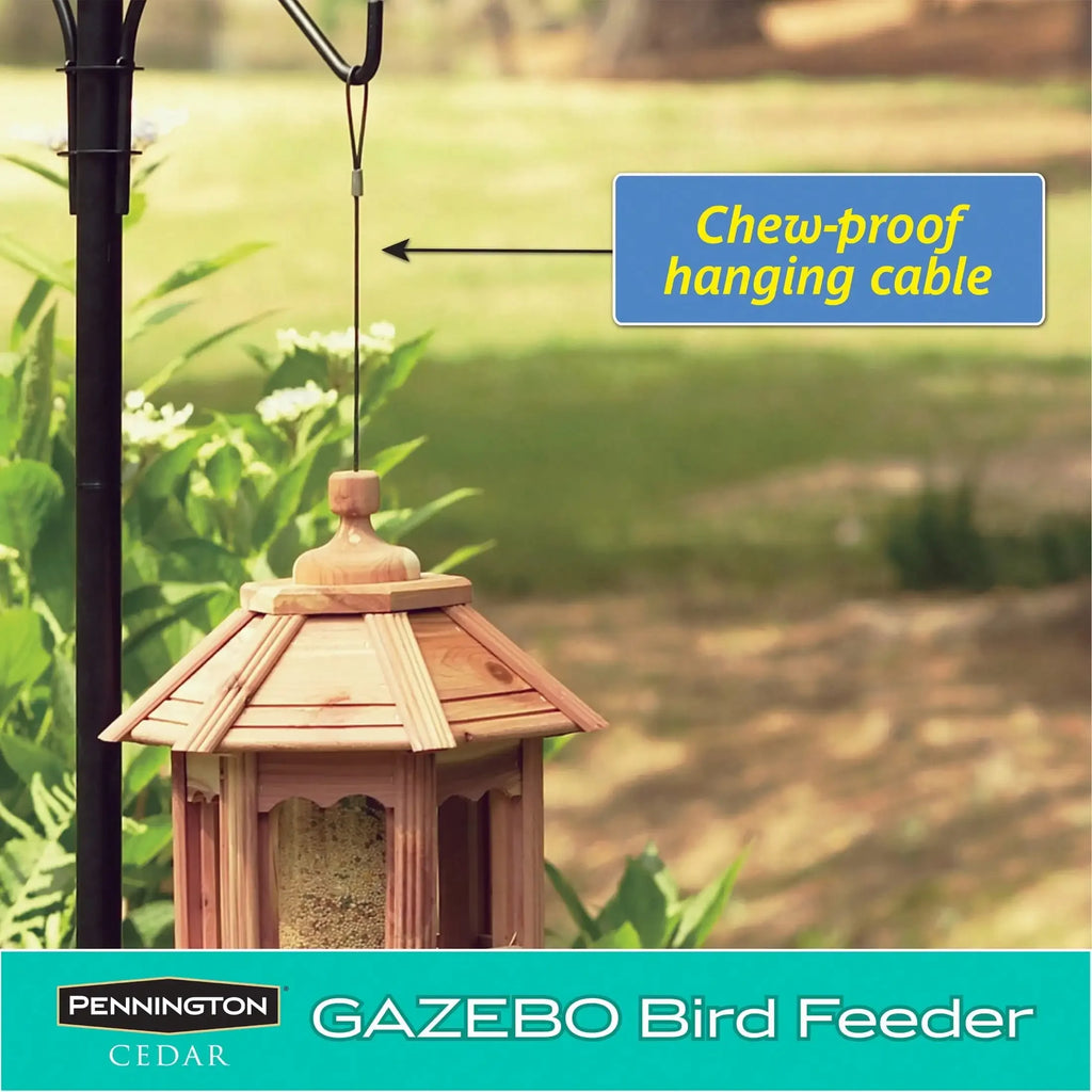 Cedar Gazebo Wild Bird Feeder, 3 lb Hopper Capacity, Safe Hanging, Durable Material