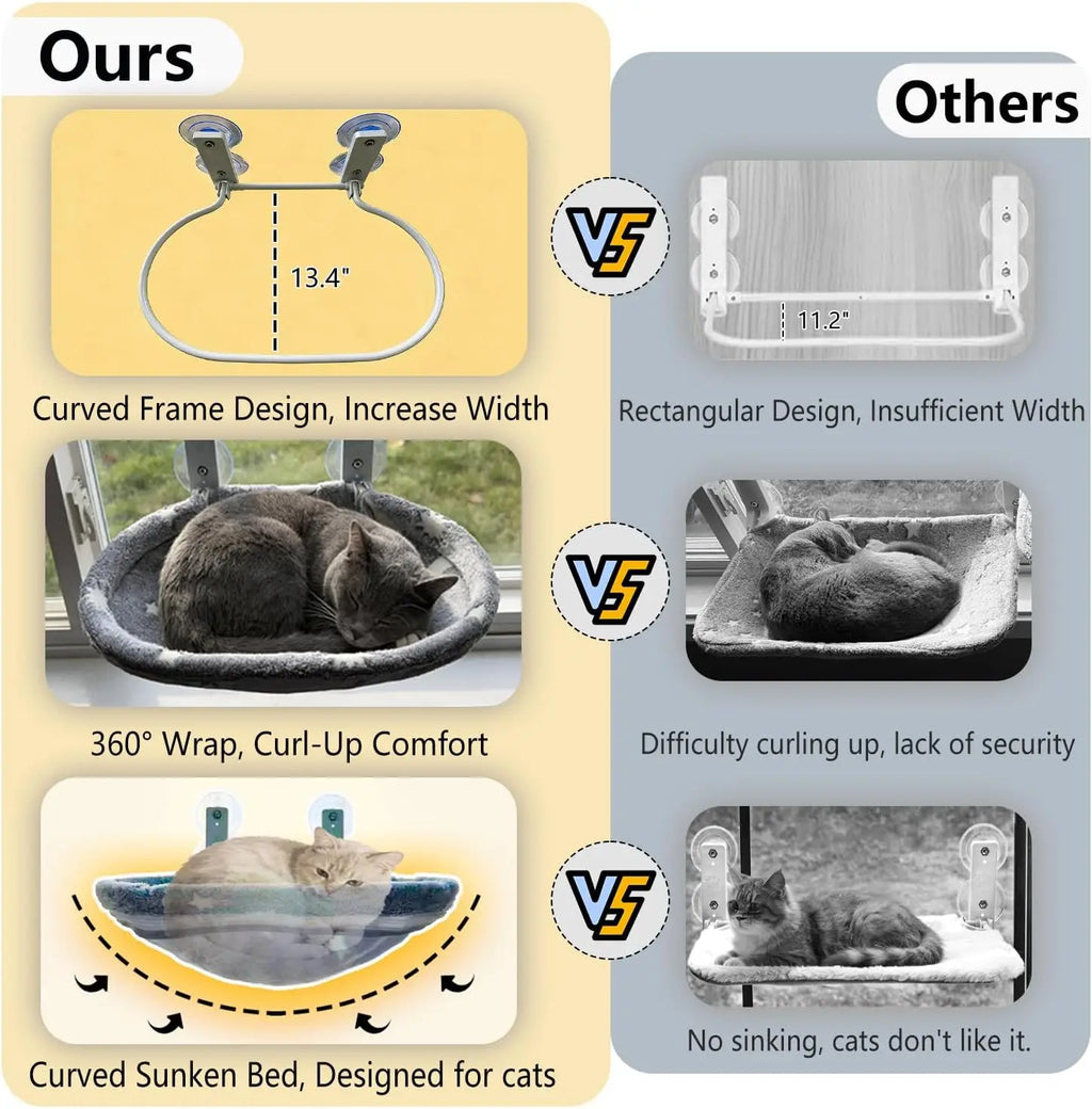 Cat Window Perch Hammock - Glow in The Dark With Sturdy Metal Frame & Strong Suction Cups
