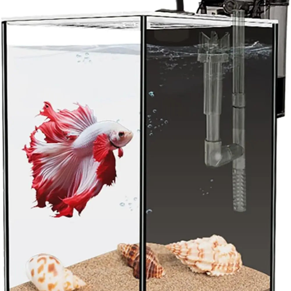Glass Betta Aquarium Starter Kits 1.5 Gallon With LED Light, Power Filter, Black