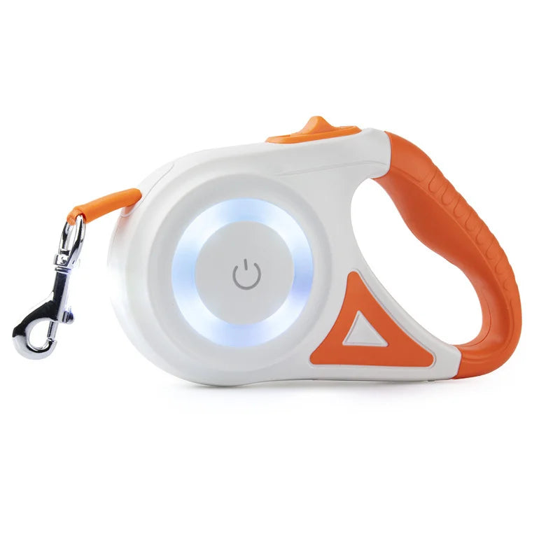 Automatic Retractable Dog Leash with Led Flashlight Durable Nylon Lead for Pet Dogs